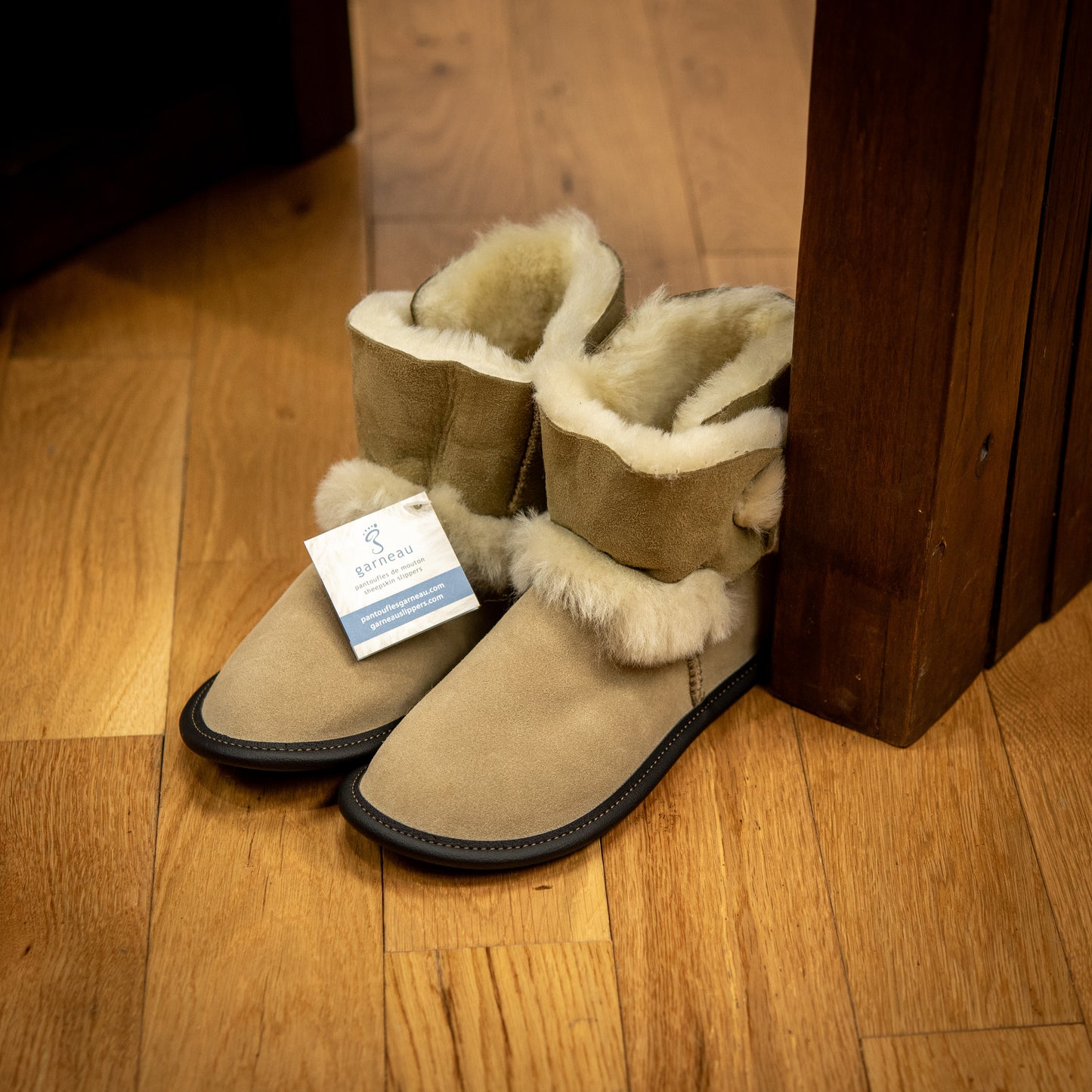 Beige Reversed Sheepskin Playmate Slippers for Baby & Toddler