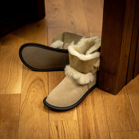 Beige Reversed Sheepskin Playmate Slippers for Baby & Toddler