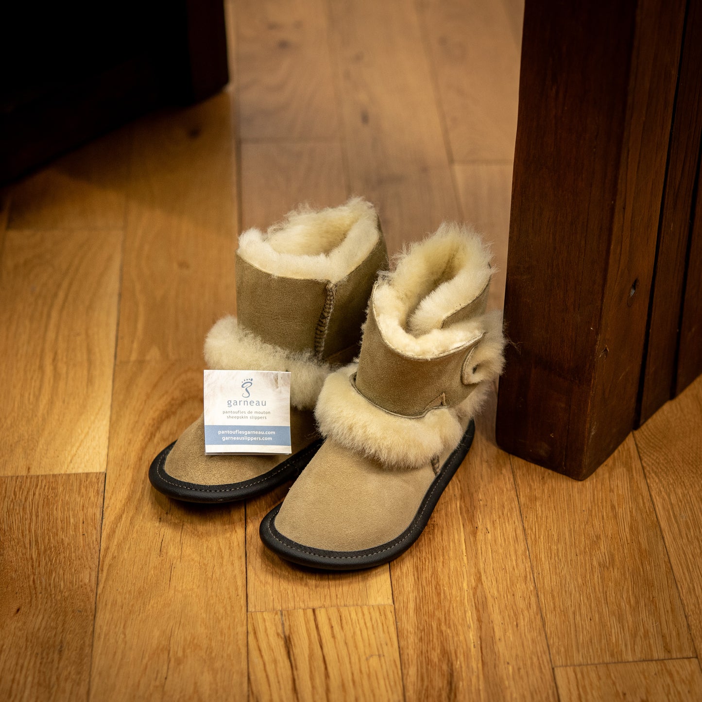 Beige Reversed Sheepskin Playmate Slippers for Baby & Toddler