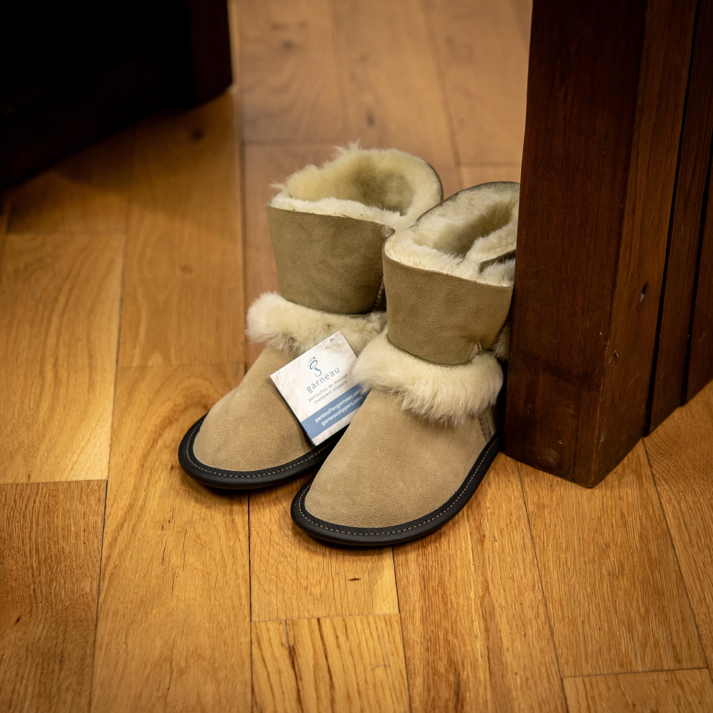 Beige Reversed Sheepskin Playmate Slippers for Baby & Toddler