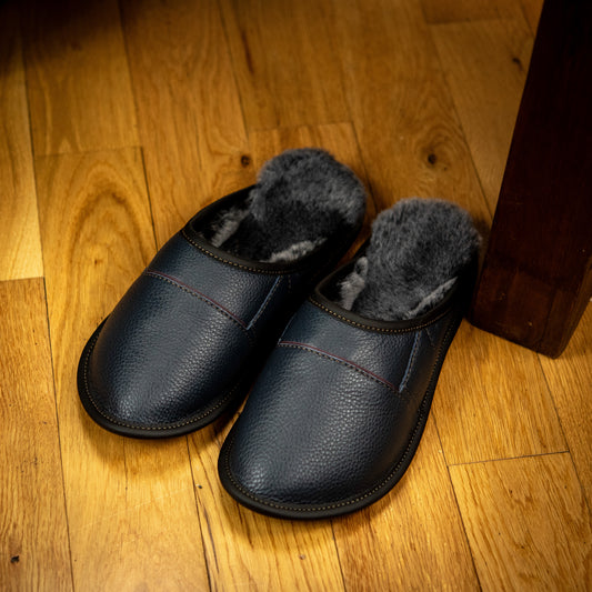 Two-Tone All Purpose Leather Mule Slippers for Men