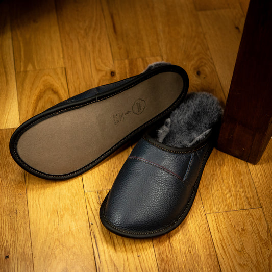 Two-Tone All Purpose Leather Mule Slippers for Men
