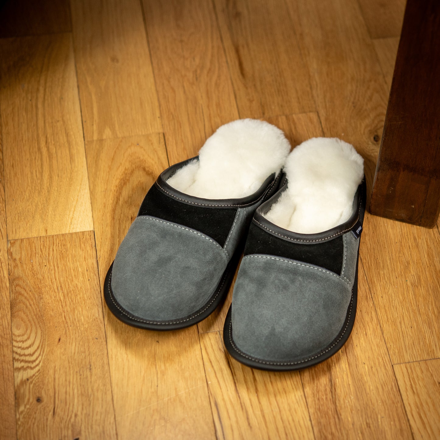 Two-Tone All Purpose Sheepskin Mule Slippers for Men