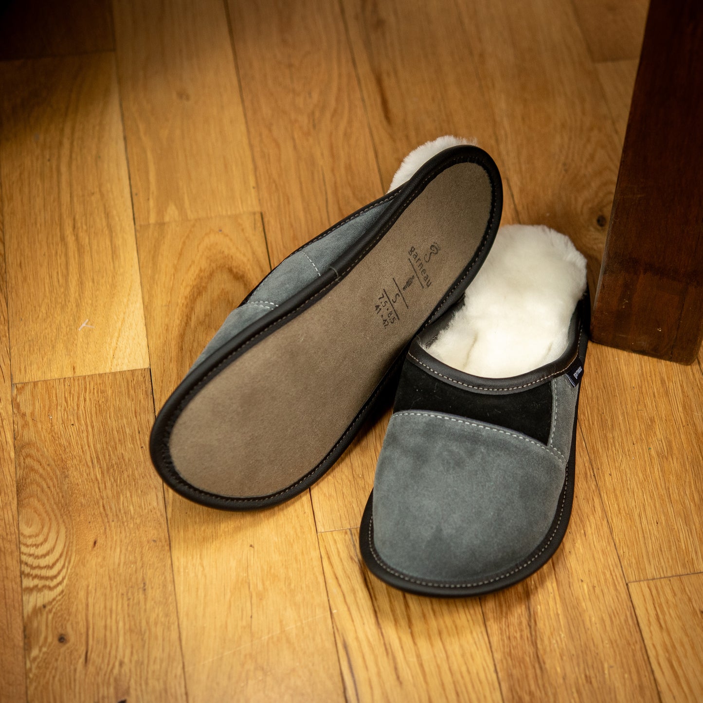 Two-Tone All Purpose Sheepskin Mule Slippers for Men