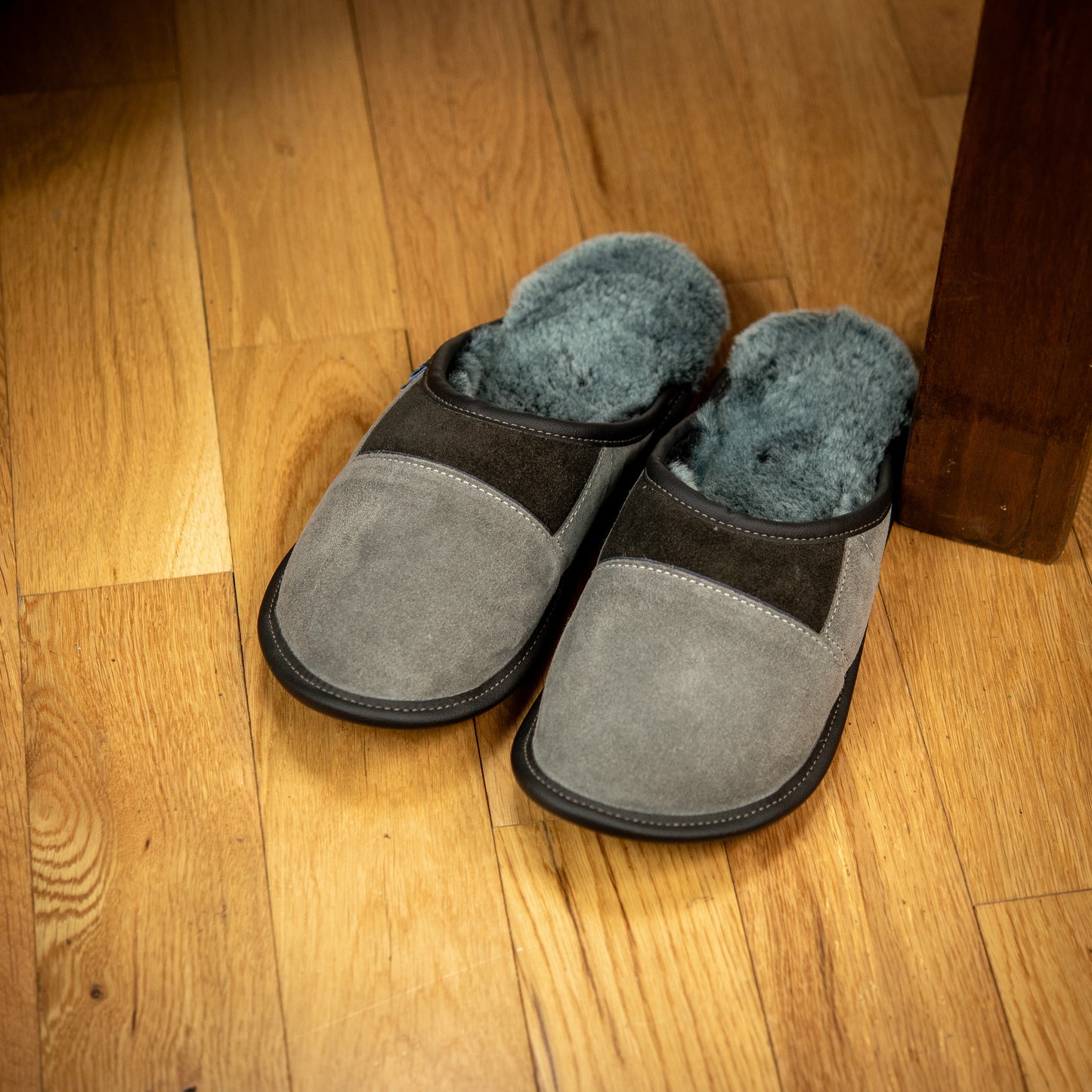 Two-Tone All Purpose Sheepskin Mule Slippers for Men