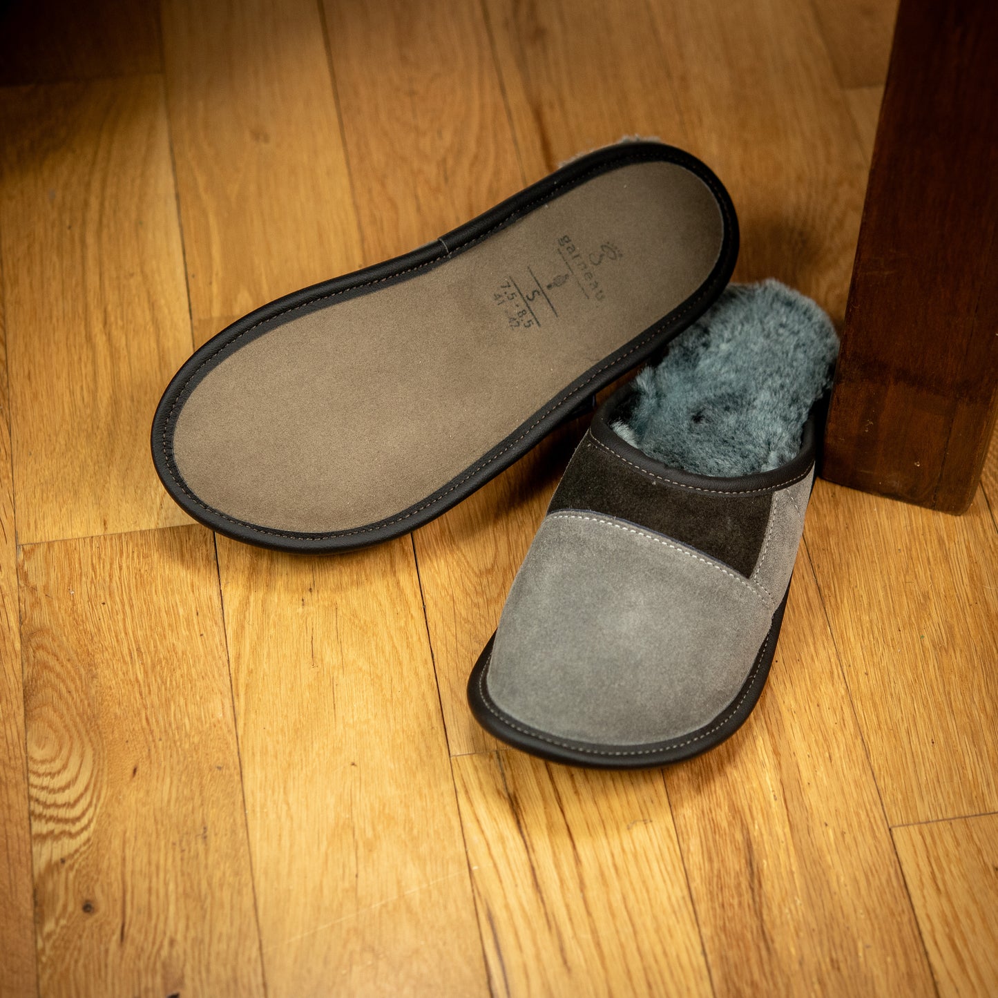 Two-Tone All Purpose Sheepskin Mule Slippers for Men