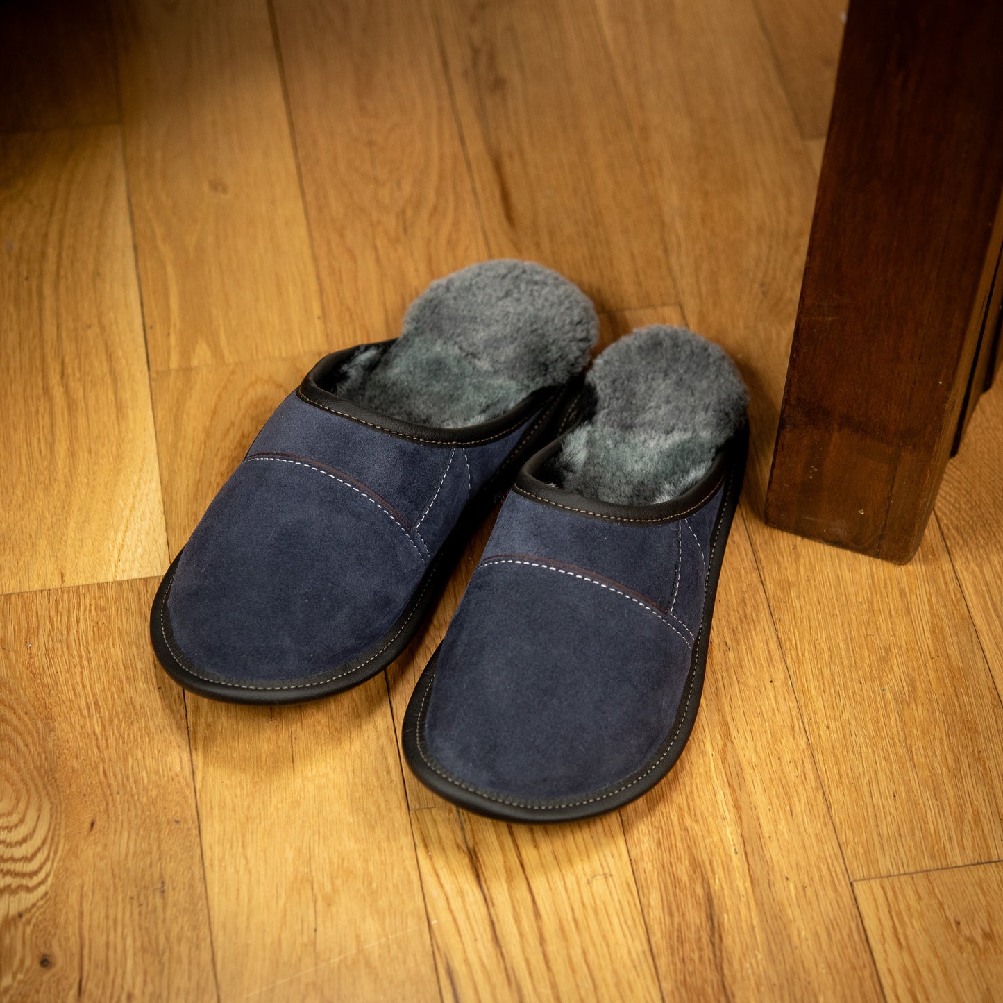 Two-Tone All Purpose Sheepskin Mule Slippers for Men