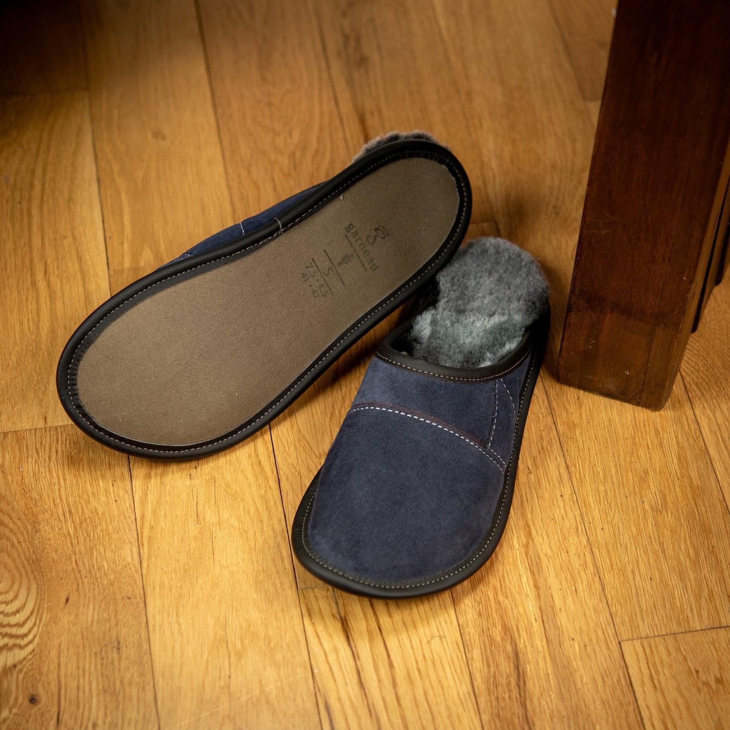 Two-Tone All Purpose Sheepskin Mule Slippers for Men