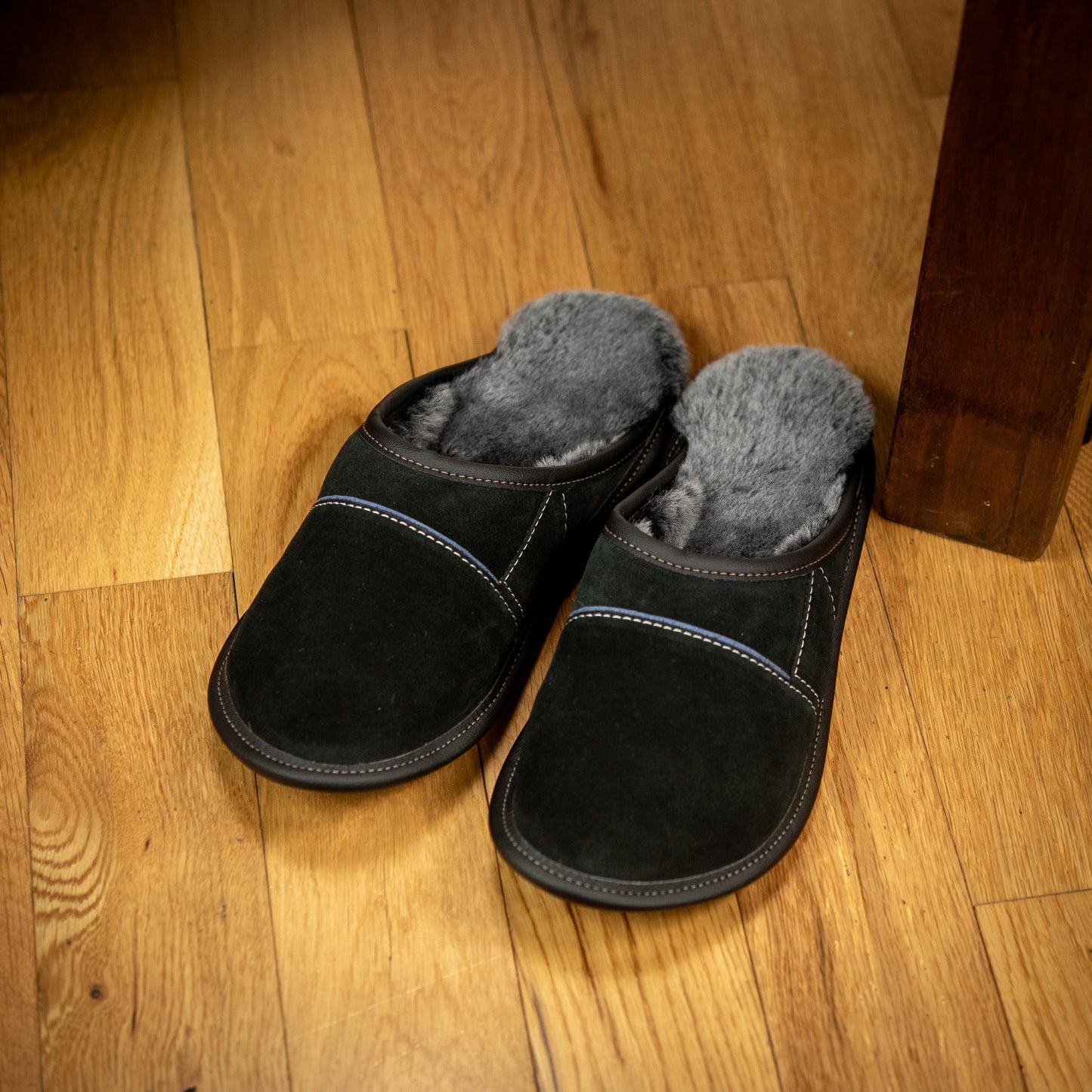 Two-Tone All Purpose Sheepskin Mule Slippers for Men