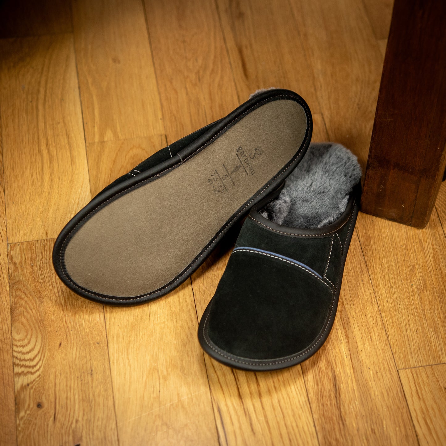 Two-Tone All Purpose Sheepskin Mule Slippers for Men