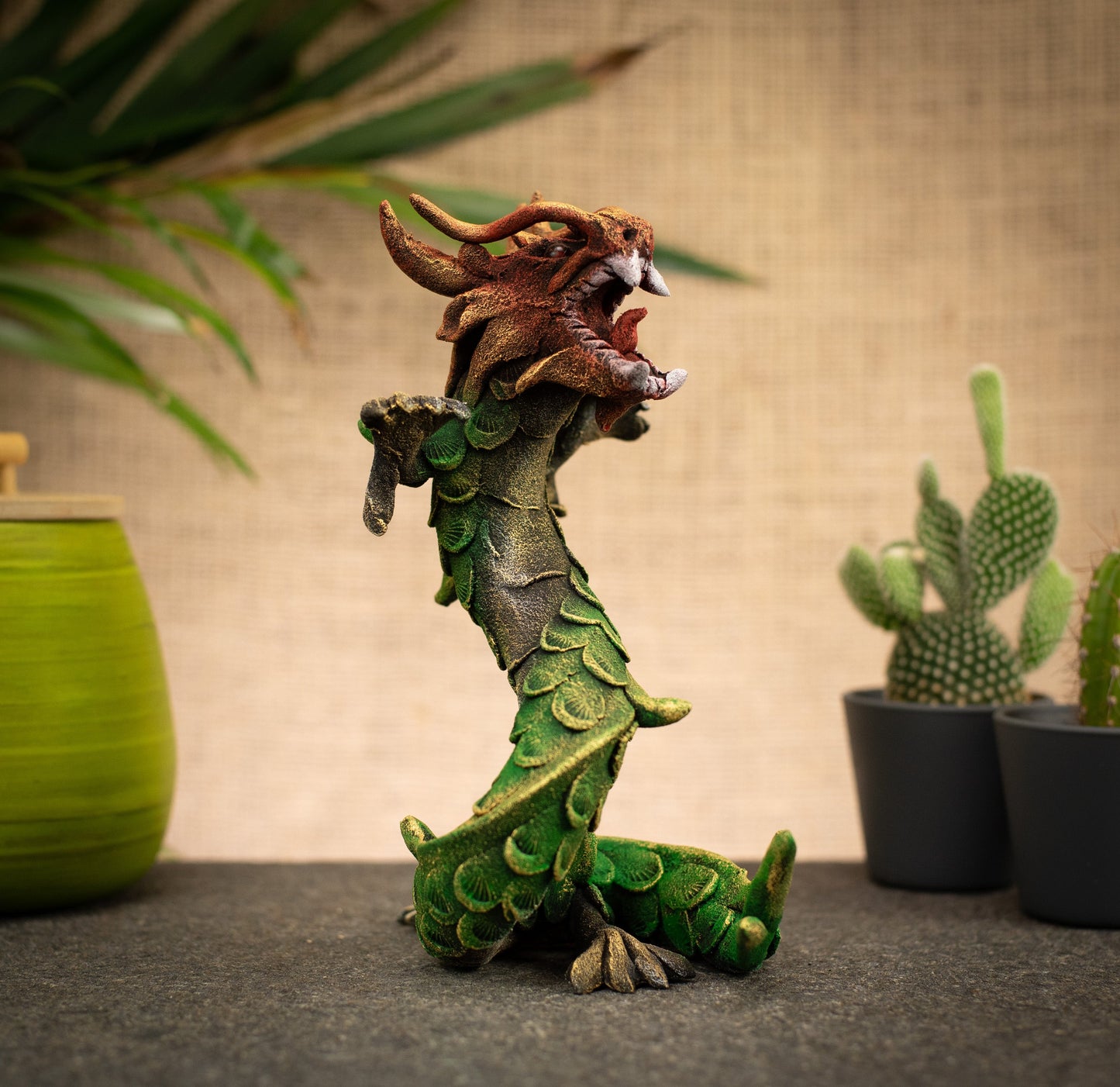 Hand Made Hand Painted Wood-Paste Multicolour Spiral Dragon