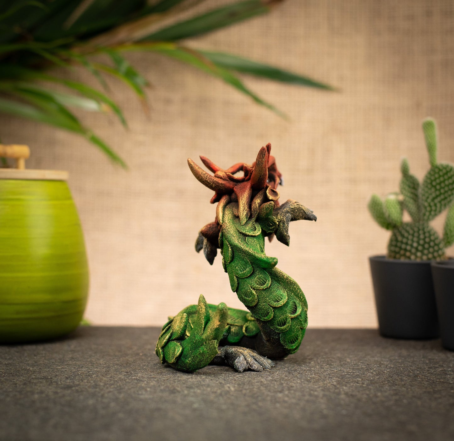 Hand Made Hand Painted Wood-Paste Multicolour Spiral Dragon