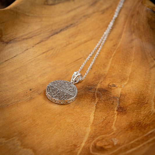Sterling Silver, Rhodium Plated Abstract Sunset Horizon Necklace