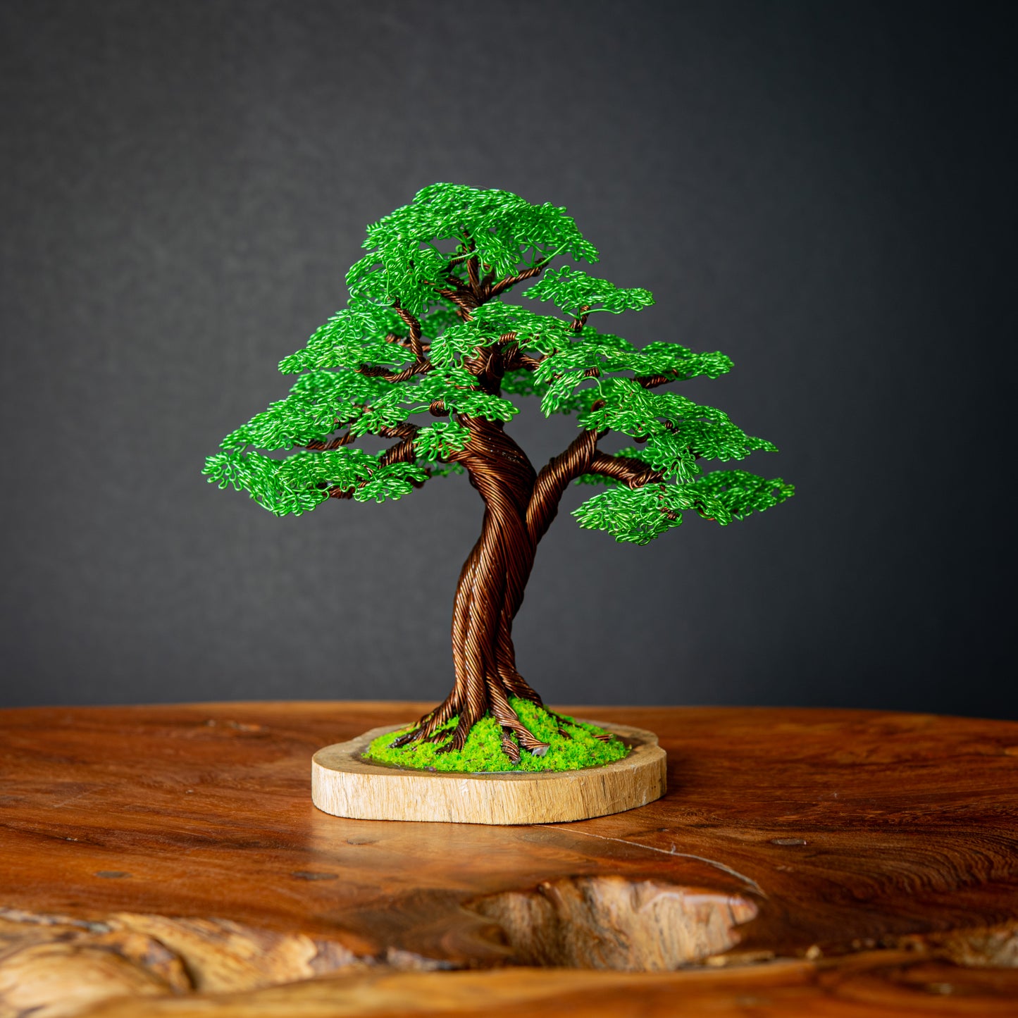 Wire Bonsai on Wooden Base, 15-18cm
