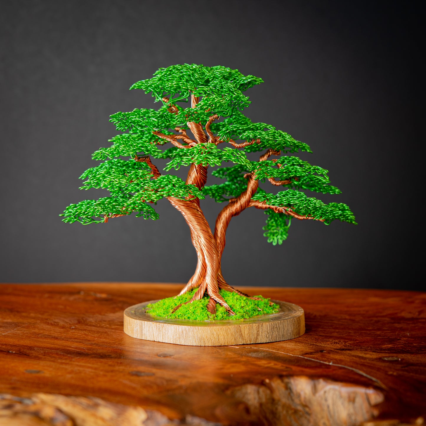 Wire Bonsai on Wooden Base, 15-18cm