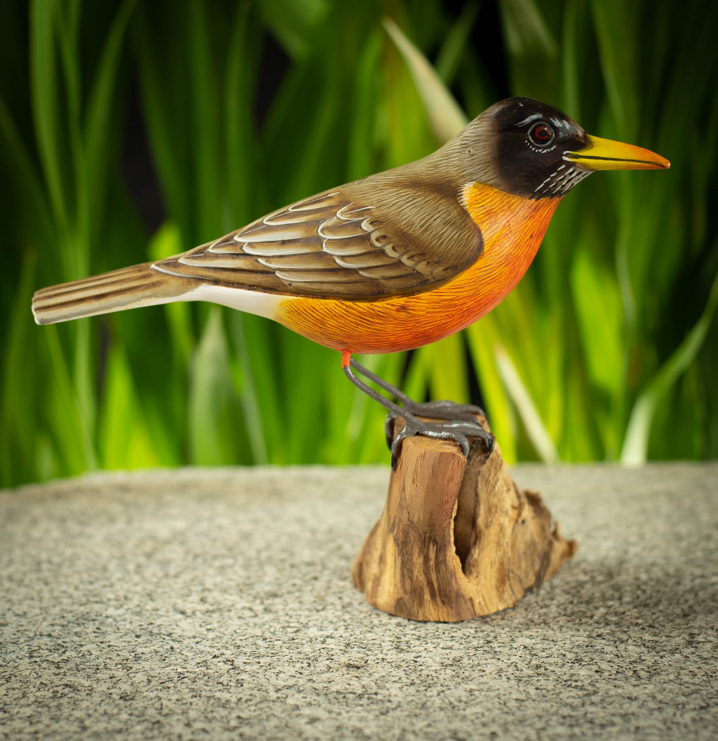 Hand Made Hand Painted Wooden Sculpture of an American Robin