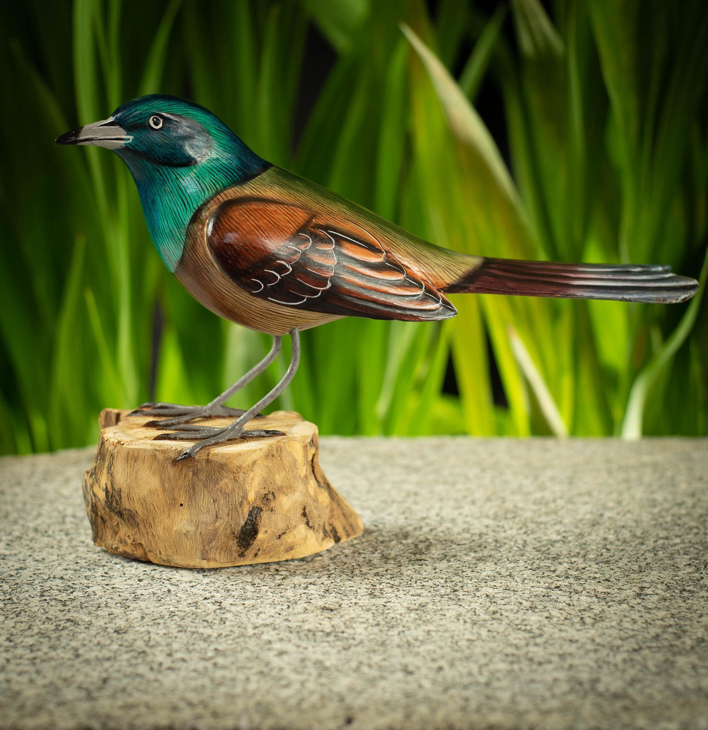 Hand Made Hand Painted Wooden Sculpture of a Common Grackle