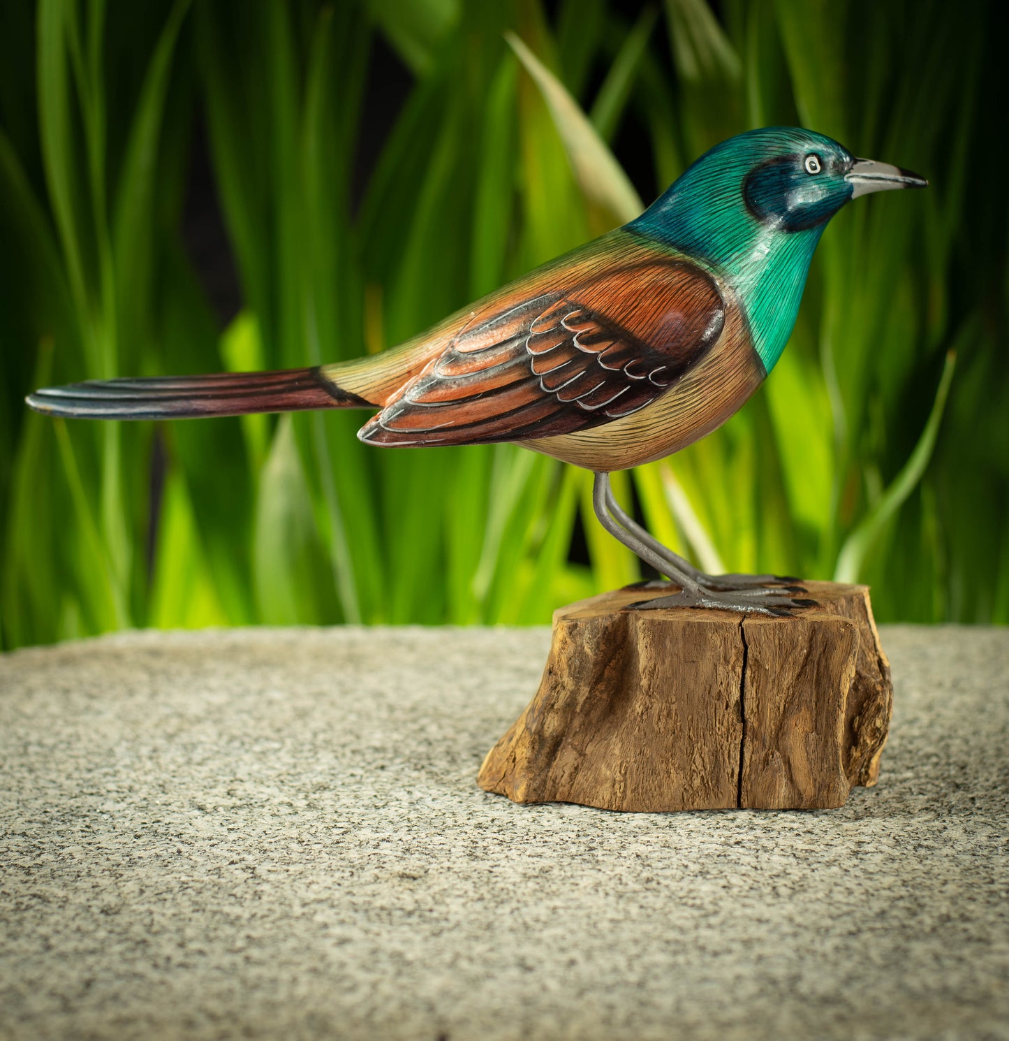 Hand Made Hand Painted Wooden Sculpture of a Common Grackle