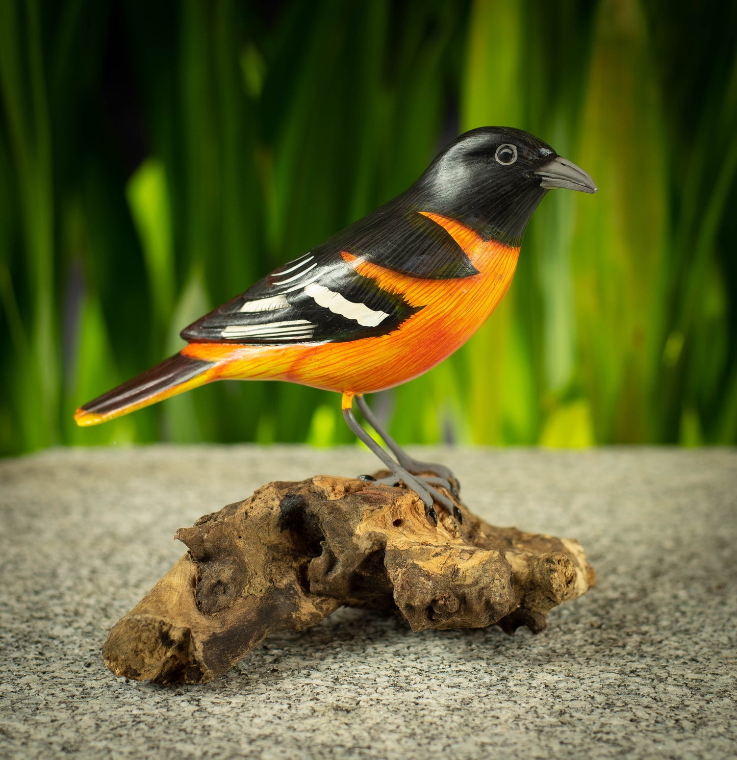 Hand Made Hand Painted Wooden Sculpture of a Baltimore Oriole