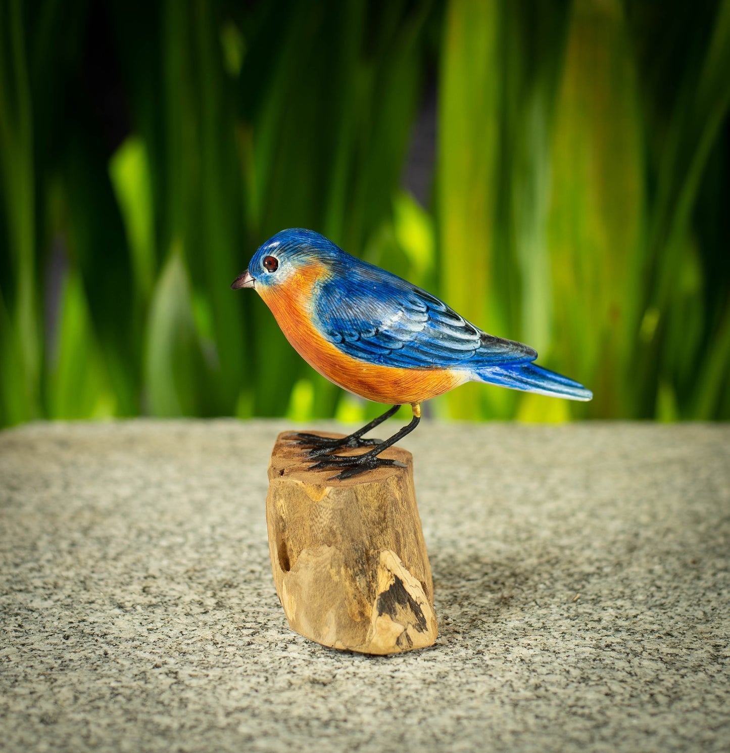 Hand Made Hand Painted Wooden Sculpture of an Eastern Bluebird