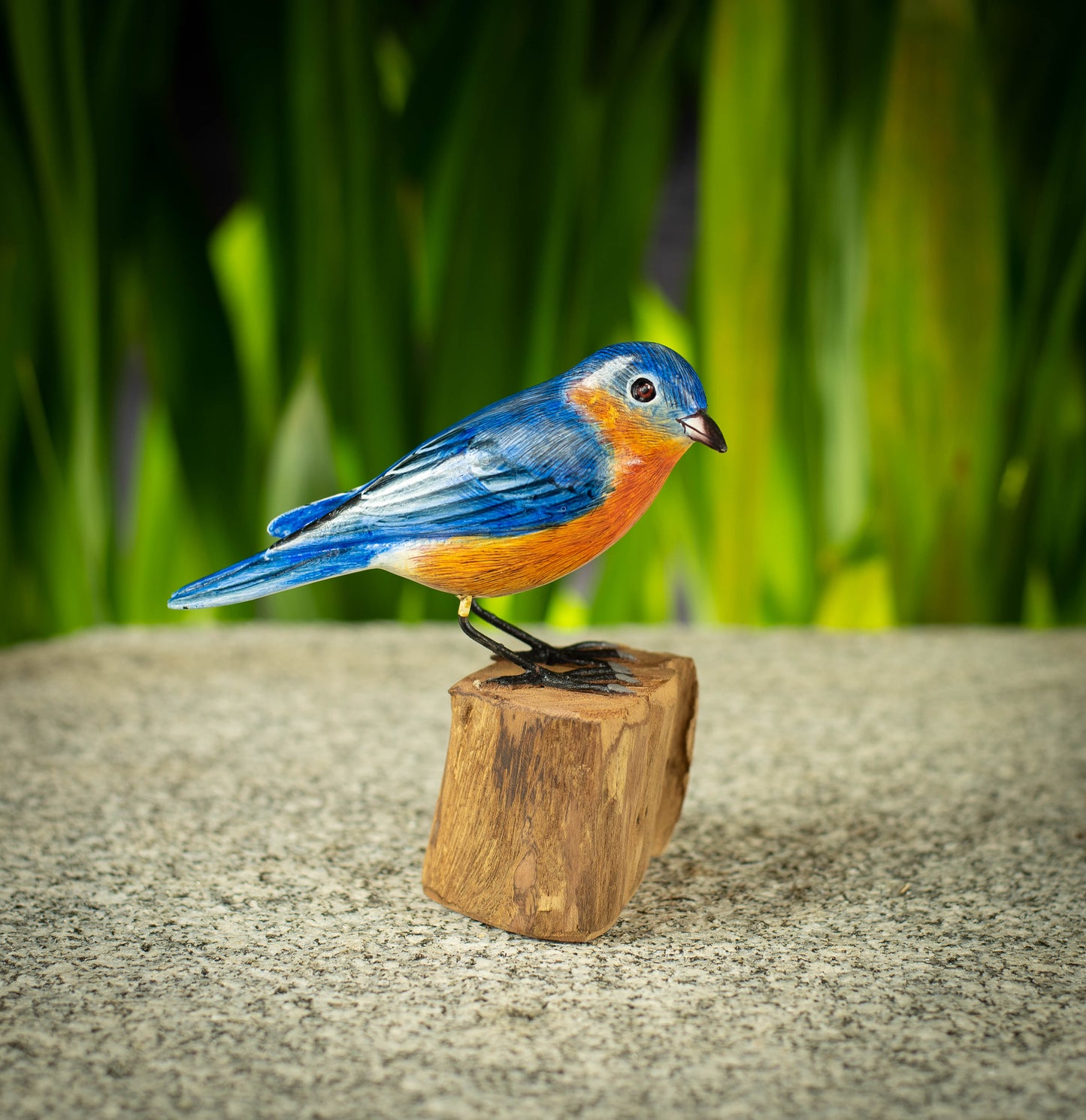 Hand Made Hand Painted Wooden Sculpture of an Eastern Bluebird