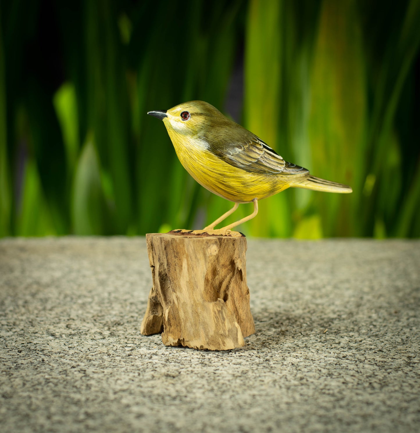 Hand Made Hand Painted Wooden Sculpture of a Yellow Warbler