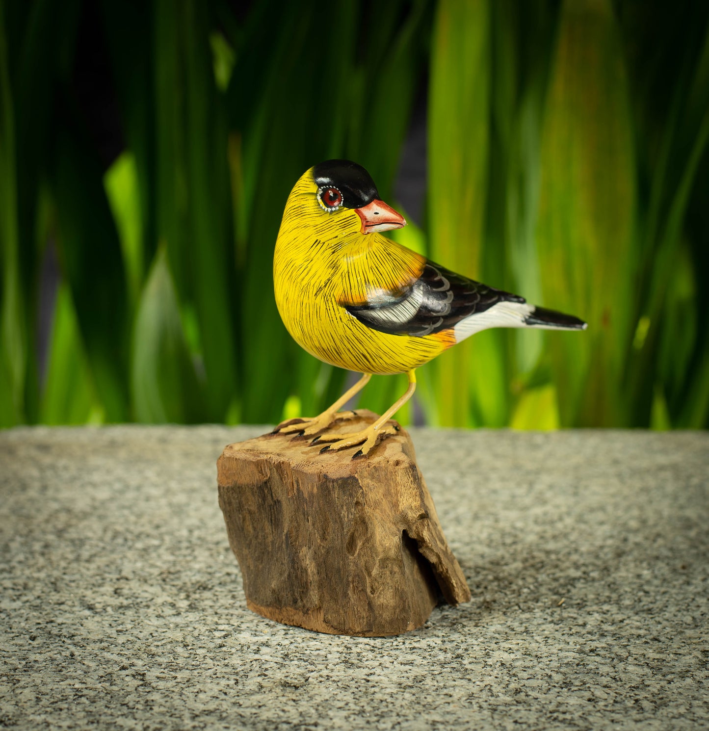 Hand Made Hand Painted Wooden Sculpture of an American Goldfinch