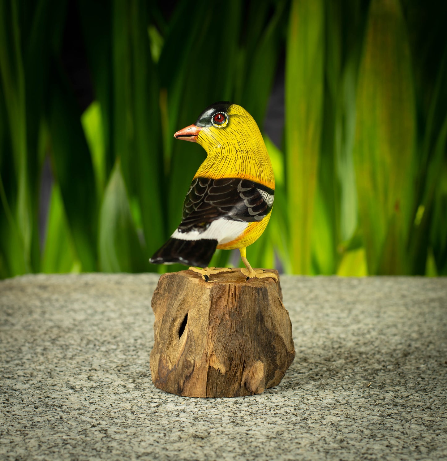 Hand Made Hand Painted Wooden Sculpture of an American Goldfinch