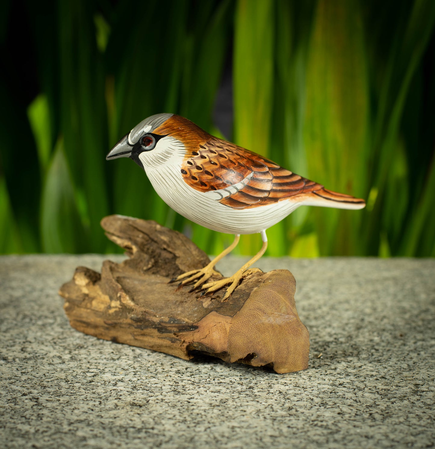 Hand Made Hand Painted Wooden Sculpture of a House Sparrow