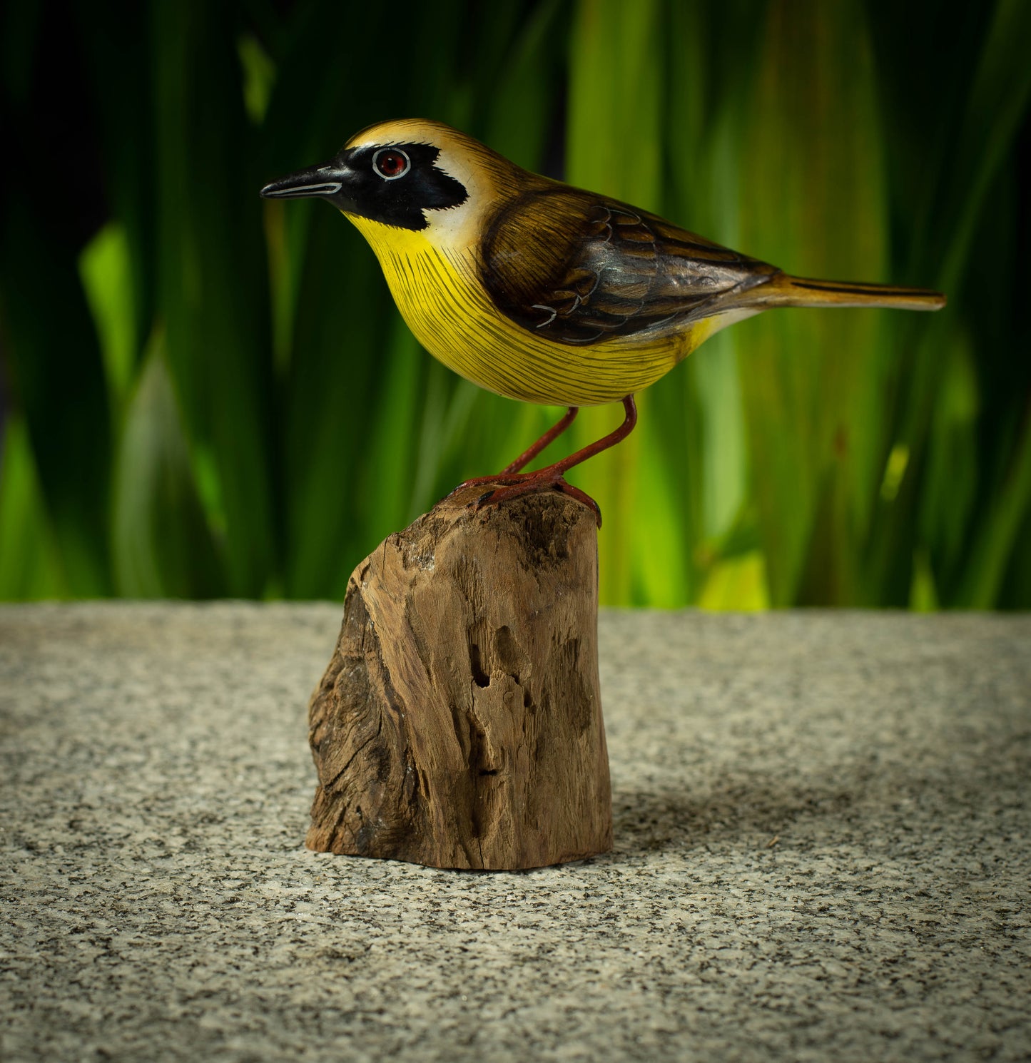 Hand Made Hand Painted Wooden Sculpture of a Common Yellowthroat