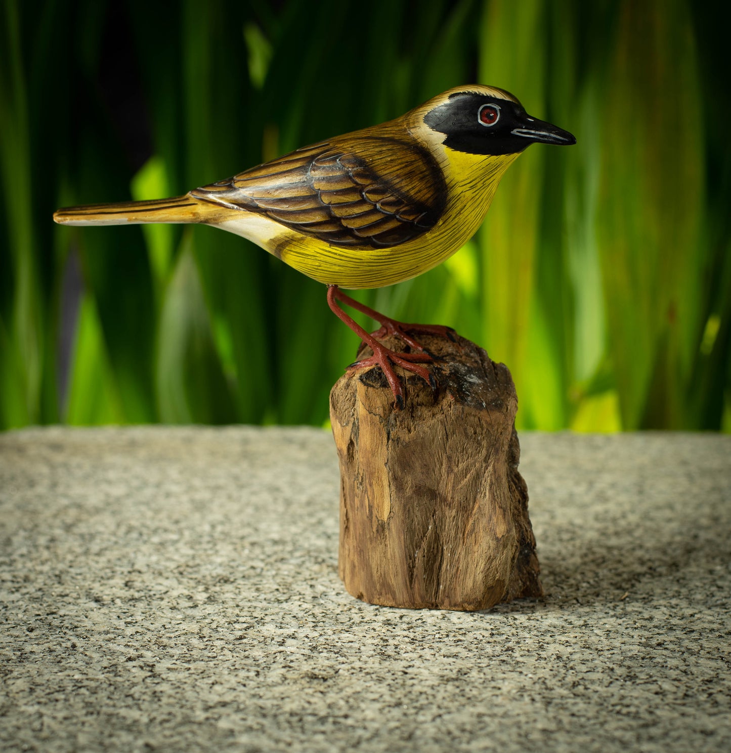 Hand Made Hand Painted Wooden Sculpture of a Common Yellowthroat