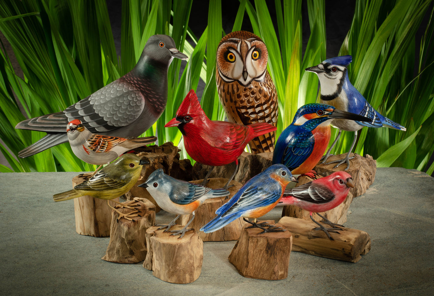 Hand Made Hand Painted Wooden Sculpture of a European Kingfisher